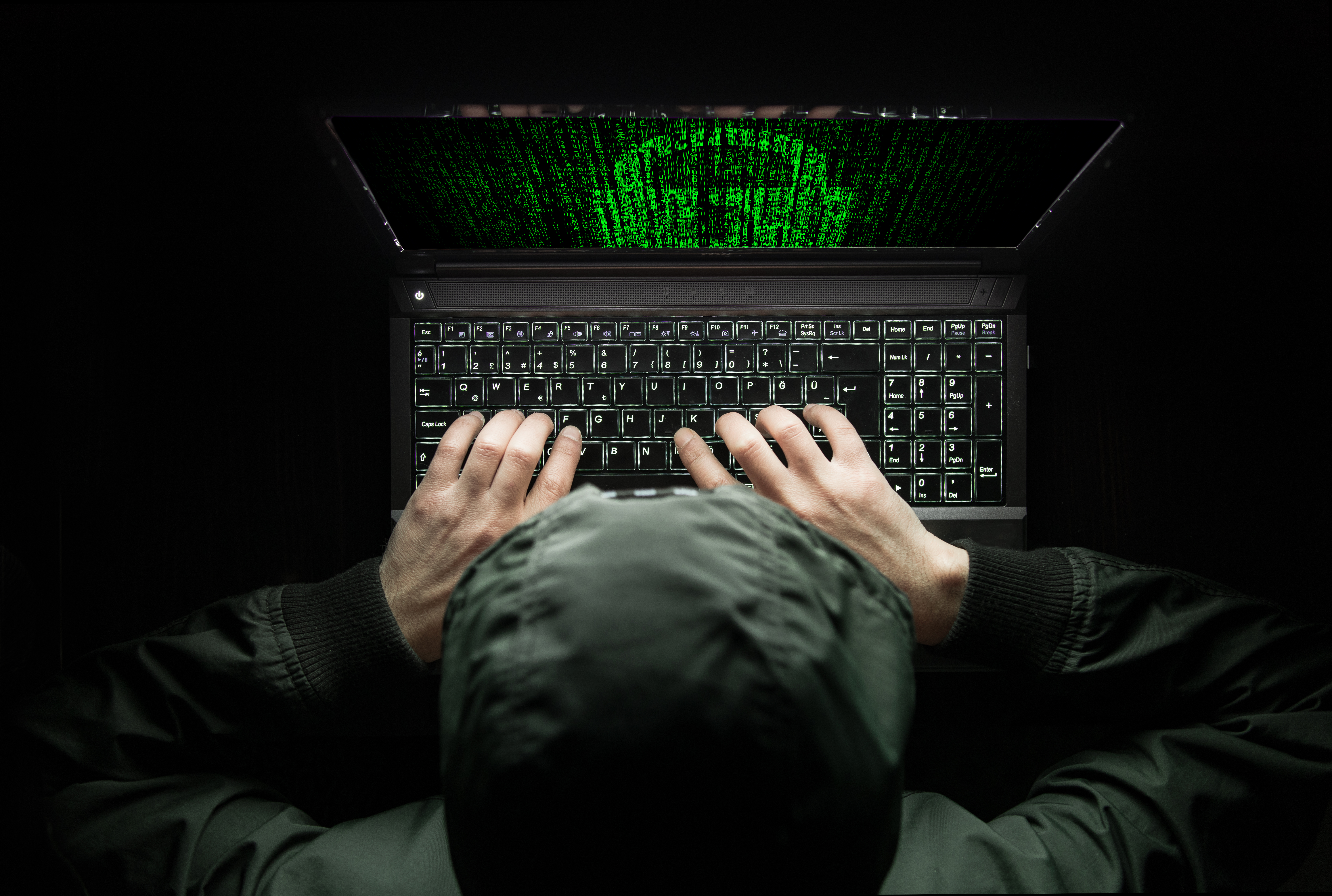 hacker at work on computer